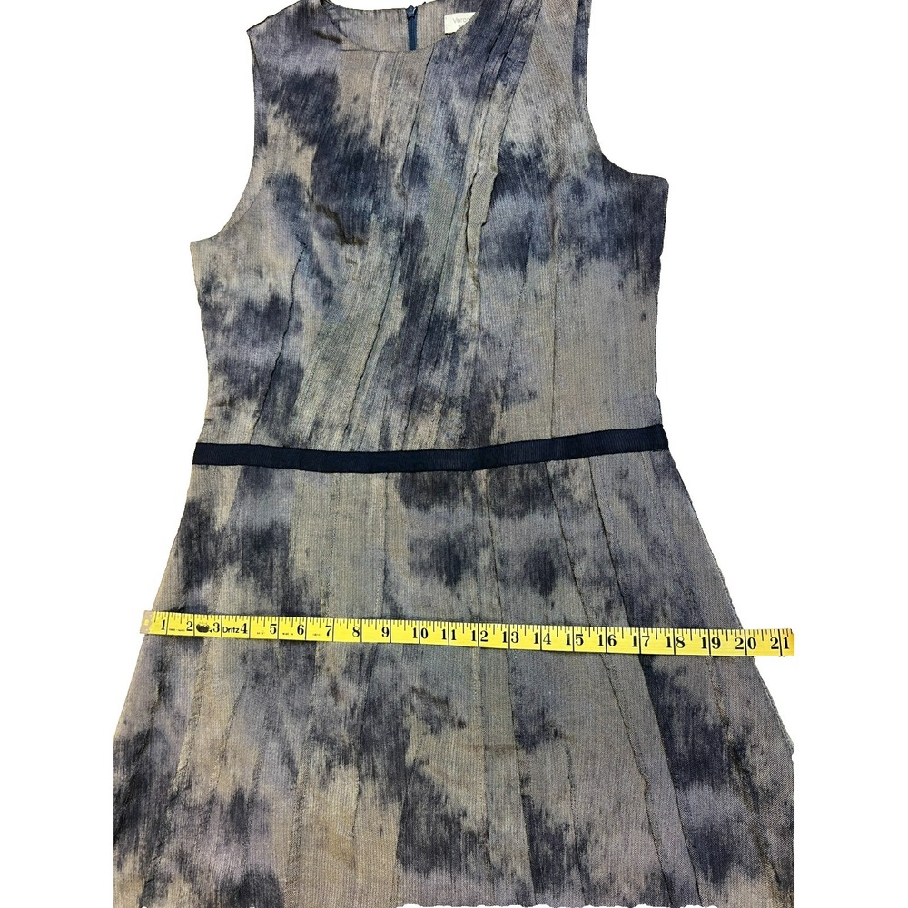 VERONIKA MAINE Fit & Flare Dress Gray Watercolor Pintucks Sleeveless Lined SZ 14 - Picture 17 of 17